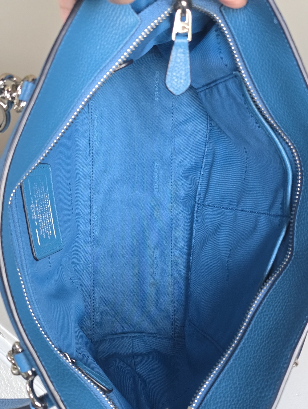 Coach Sophia Small Tote Bright Blue Pebbled Leather 💙 & Silver Hardware #36604 - Picture 8 of 14